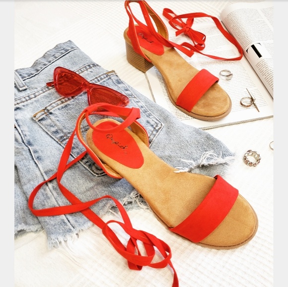 🚨//The Rosalia// red lace up sandal - Picture 6 of 8